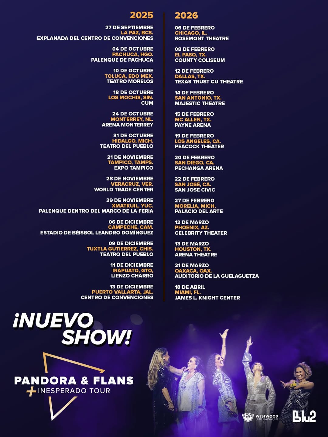 Pandora Mas Inesperado Tour Poster 2025-2026